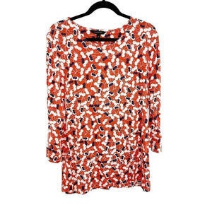 Long Tall Sally Red White & Blue Cherry Print Tunic Top Women's Size Small